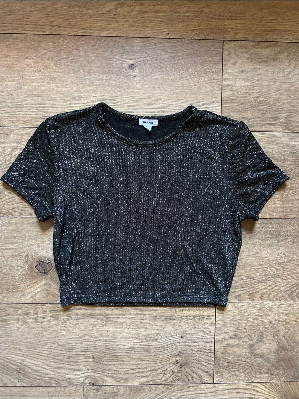 Garage Black Shimmer Crop Top